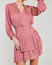 Nyland Isabella Pleated 3/4 Sleeve Mini Dress Size M