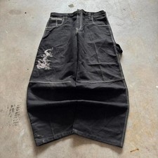Baggy Brooklyn Xpress Black Wide Leg Jnco Styl Raw Denim Y2K Vintage 38 Jeans