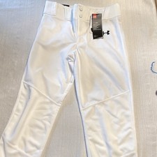 Under Armour HeatGear Boys White Baseball Pants YLG 1317459 Loose Fit