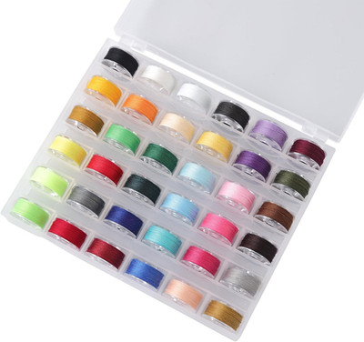 36Pcs Bobbins and Sewing Threads with Bobbin Case, Sa156 Bobbins Plastic with Ca