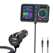 New Bluetooth 5.0 Car Wireless FM Transmitter Adapter 2USB PD Charger AUX