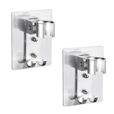 2 Pcs Adhesive Shower Head Holder Wall Bracket Shower Wand Holder with 2 Hanger