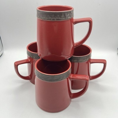 Sango Rustic Cranberry 4  Coffee Cups Mugs Set Of 4