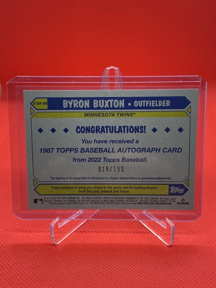 Byron Buxton 2022 Topps Series 2 1987 Black Parallel Auto 18/199 Minnesota Twins - Image 3 of 4