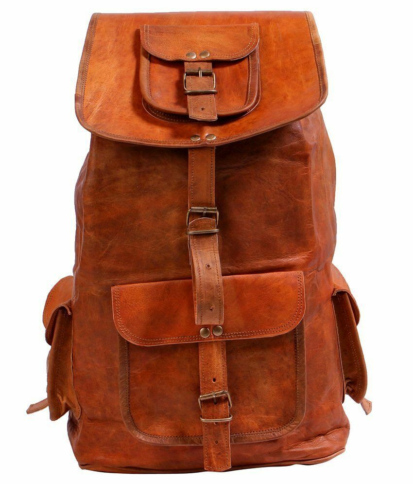 Men Women Vintage Leather Backpack Rucksack Laptop Satchel  display picture 2