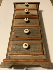 5 Drawer Curio Whatnot Cabinet Wooden Chest Spice Box Farmhouse Shelf 18 x 8x3.5