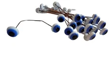Lot 20 Pairs White  Blue Glass Doll Eyes on Wire Bear Taxidermy Decoy  10mm 
