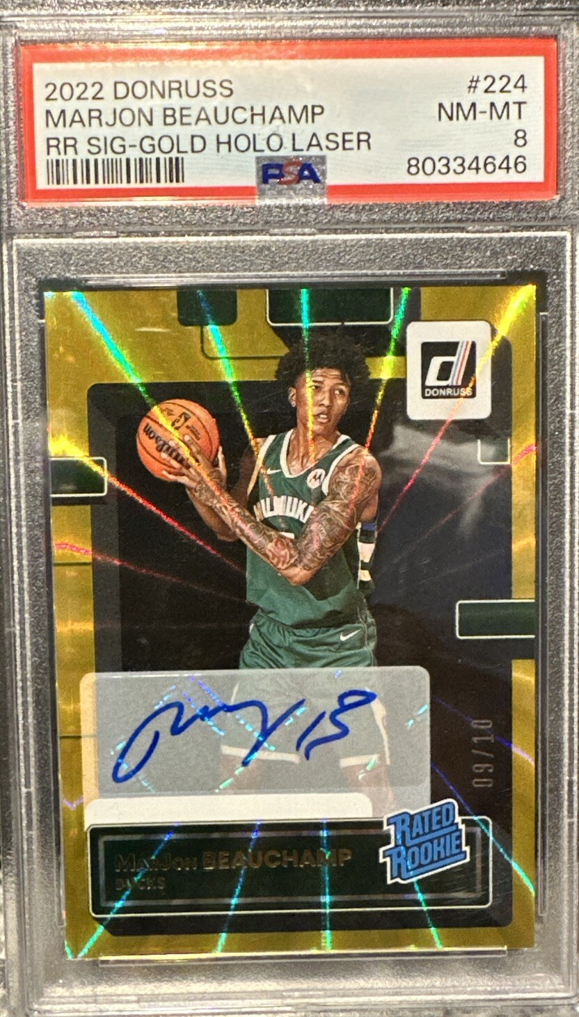 2022 Donruss Marjon Beauchamp RR SIG-GOLD holo Laser #224. /10