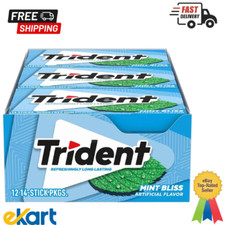 Trident Mint Bliss Sugar Free Gum, 12 Packs of 14 Pieces 168 Total Pieces 