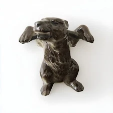 Bear Coin Still Piggy Bank Gun On His Back RARE No Opening Vintage Ceramic