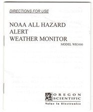 Oregon Scientific Weather Monitor Radio Model WR3000 Manual "Directions For Use"