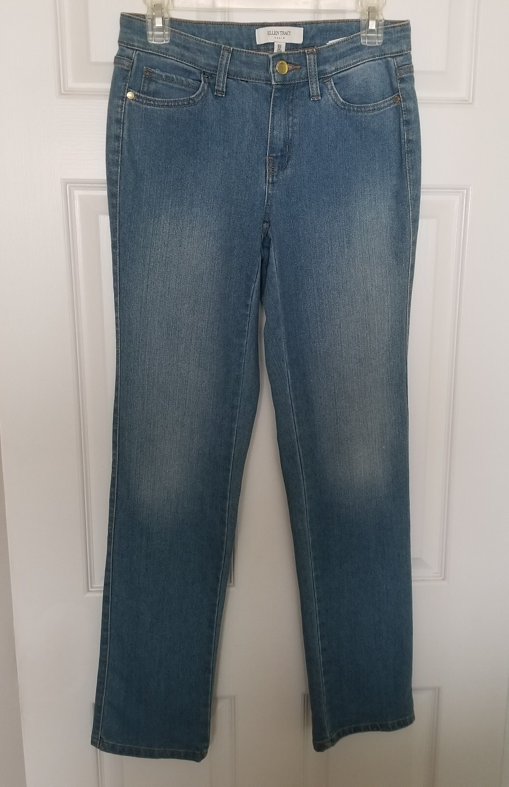 Ellen Tracy Straight Jeans Women's Size 4 Stretch Blue Denim
