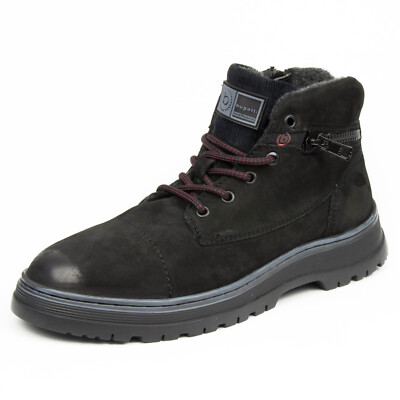 Bugatti Herrenschuhe Leder Stiefel Gr. 42 Schwarz 321-AC830-3500-1000