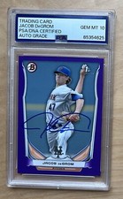 Jacob DeGrom Signed 2014 1st Bowman Purple Parallel Baseball Card PSA RC Auto