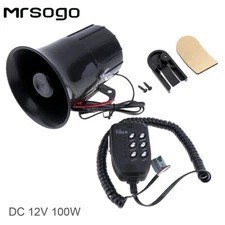 12V Car Alarm Megaphone Horn Siren Speaker microphone System 6 Sound Loudspeaker
