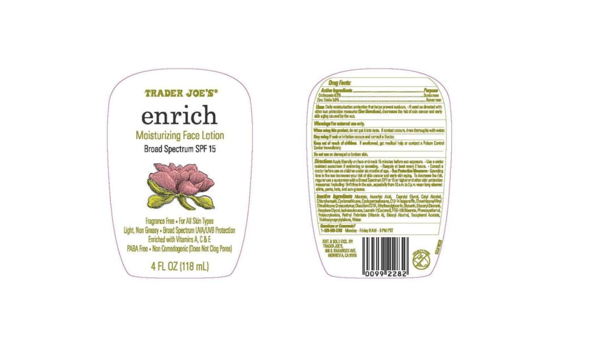 Trader Joe's Enrich Face Lotion Moisturizing w/ Vitamin A,C, E