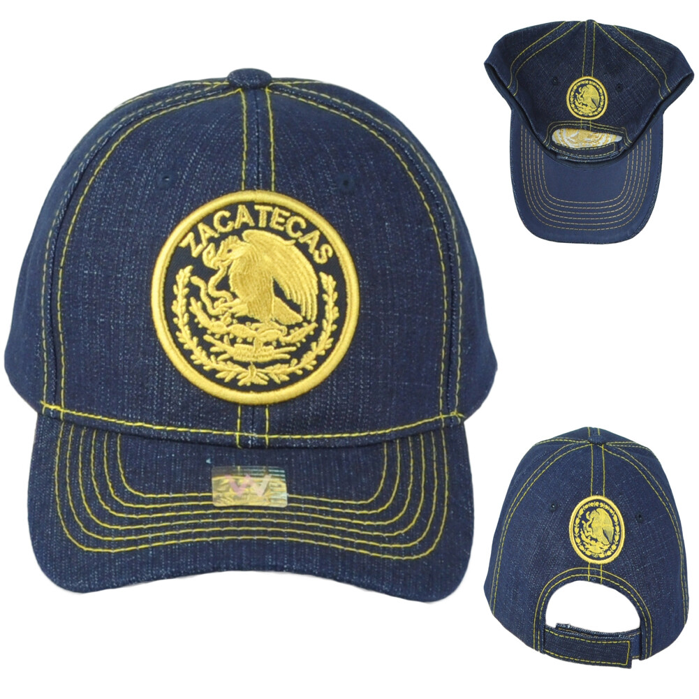 Zacatecas Mexico City Shield Denim Blue Adjustable Curved Bill