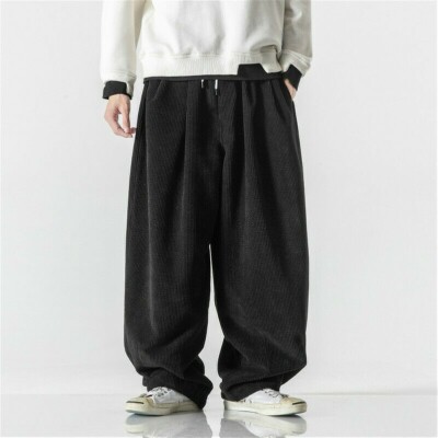 Herren Baggy Kord Hose Kung Fu Hose Locker Freizeit Harem Hose Hip Hop