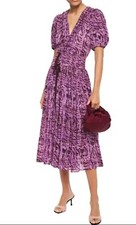 Ulla Johnson Kemala Bow-Detailed Printed Cotton-Gauze Midi Wrap Dress sz 0 