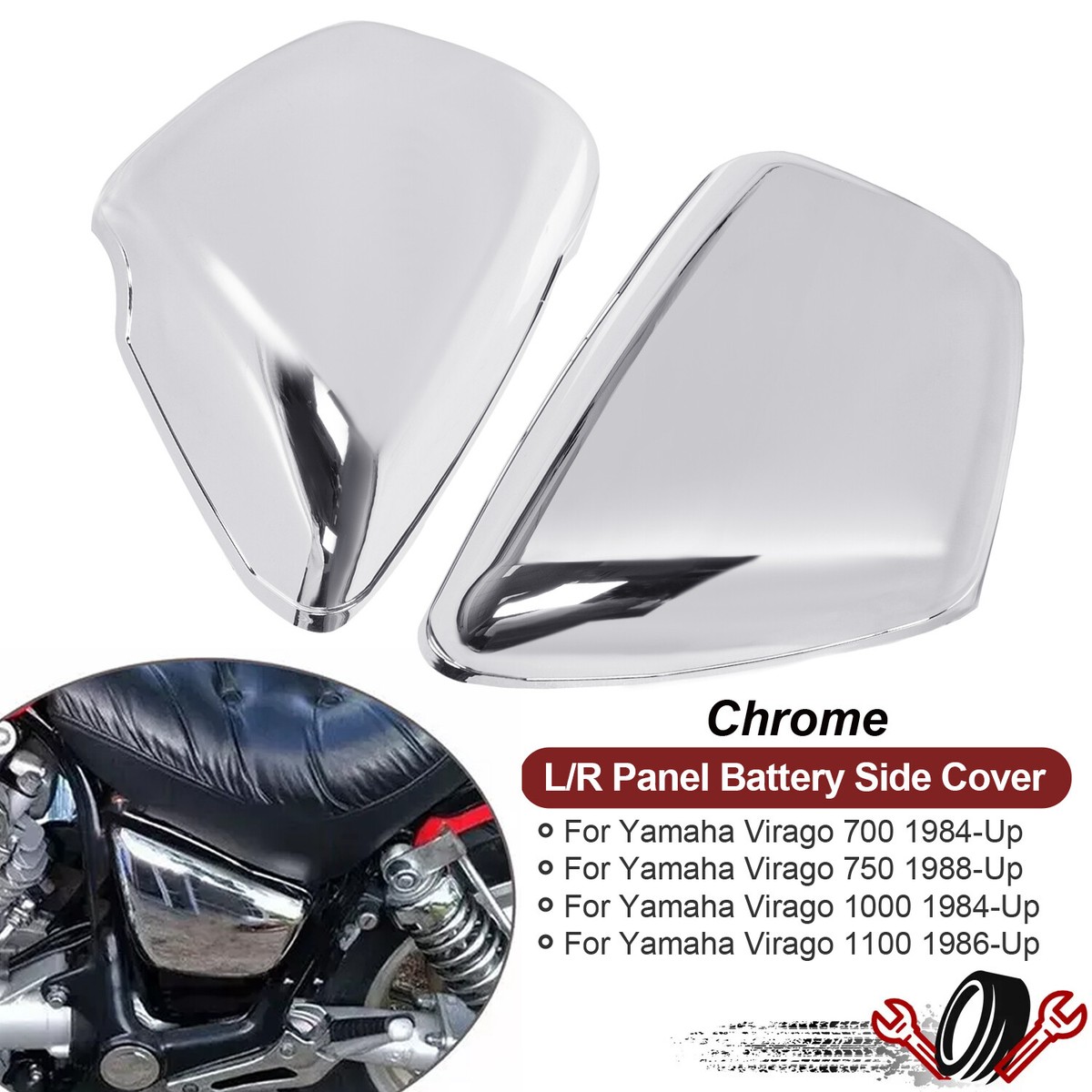 Chrome L/R Panel Battery Side Cover For Yamaha XV 700 750 1000