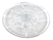 Arcoroc France Fleur Flower Embossed Clear Glass 13" Serving Platter Tray Dish