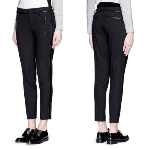 Vince Leather Trim Cropped Wool Black 