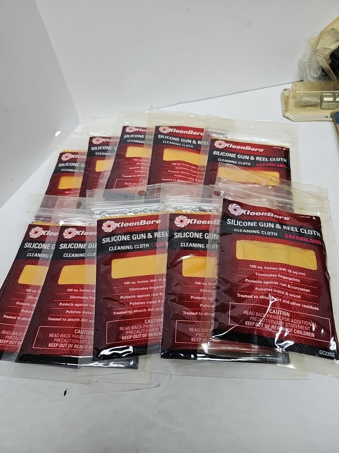 KleenBore Silicone Gun & Reel Cloth; Lot of 10 Cloths; 100 Sq Inches