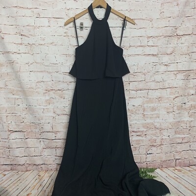 Xscape Black Pop Over Ruffle Back Gown Dress Womens Size 10 | eBay