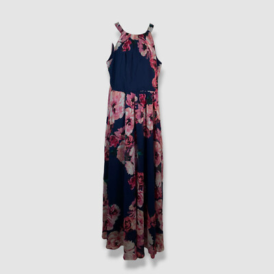 INC International Concepts Women's Blue Floral Self-Tie Halter Dress Size  16 | eBay