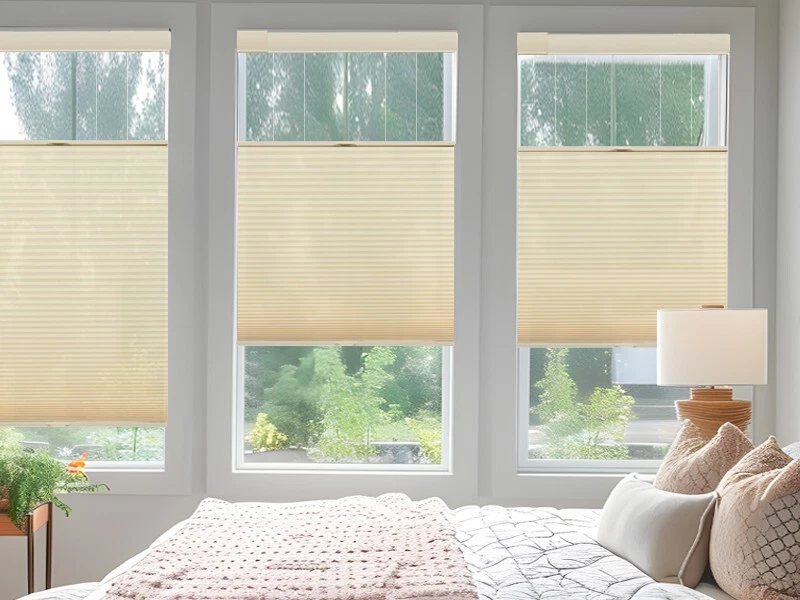 No-Screw Top-Down Bottom-Up Cellular Shades 1" Light Filter Cordless Beige Blind - Image 4 of 4