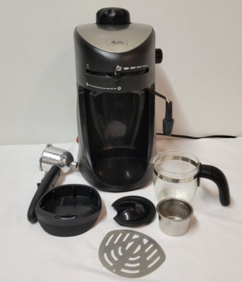 Salton Melitta MEX6B 4 Cups Cafe Cappuccino Steam Espresso Machine Black Carafe