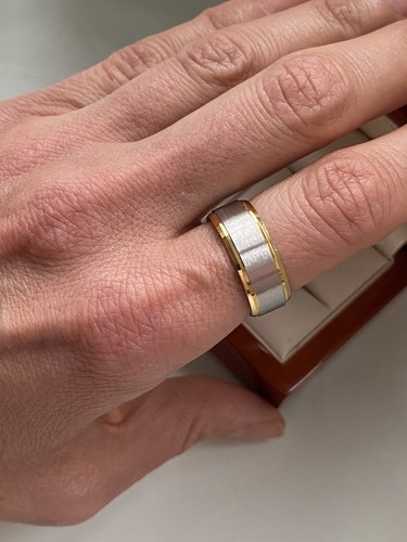 8mm Stainless Steel Men's Wedding Band Brushed Silver Gold Ring Comfort fit UK - Picture 3 of 24