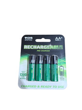 AA CVS Pharmacy Pre Charged Nimh 1.2v Rechargeable AA NiMH 1.2v Batteries 4 Ct