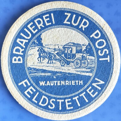 Old beer mat VK brewery zur Post W. Autenrieth Feldstetten around 1935