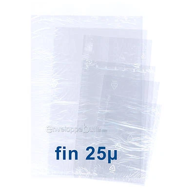 Sachets plastiques transparents SANS fermeture - épaisseur fine 25µ