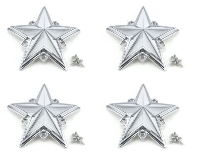 4 NEW KMC XD775 Rockstar Rim Wheel Center Cap Replacement Stars CHROME w/ Screws