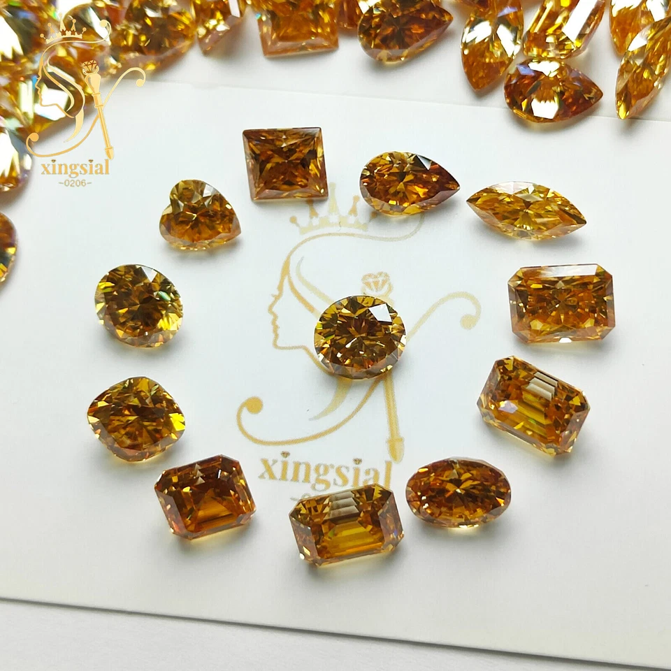 Champagne Color Moissanite Loose Stones VVS1 Fancy Cut 3EX Gemstone For Jewelry - Image 4 of 4