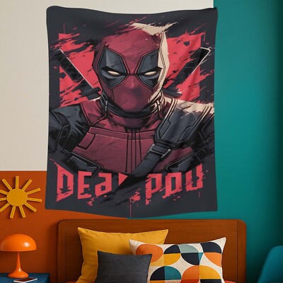 Deadpool Tapestry, Wall Art, Comic Hero Decor, Superhero Tapestry, Nerd Room Art