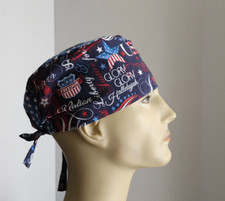 Scrub Hat/Skull Cap Mens - Patriotic Print