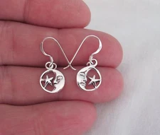 Sterling Silver moon and star small dangle earrings