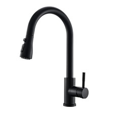 Black Kitchen Faucet with Pull Down Sprayer Single Hole Matte Black Classic