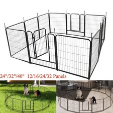 Dog Playpen 12/16/24/32 Panels Pet Dog Fence Exercise Pen w/Door 24/32/40 Inch