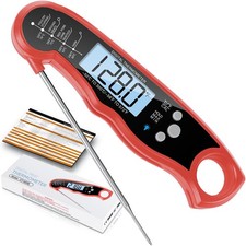 Instant Read Meat Thermometer for Grill and Cooking, Fast & Red - Black 