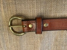 Cintura uomo da sposa in pelle con fibbia in ottone 48"