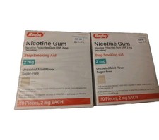 2 Packs of Rugby Nicotine Polacrilex Gum - Mint, 2mg, Pack of 110 06/2026