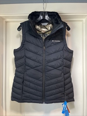 Womens Medium Columbia Joy Peak II Vest Black Puffer Insulated Gold Infinity New
