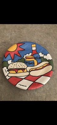 Vintage 1989 Penn Corp Beach Ketchup Mustard Paper Plates 24 ct NEW NIP