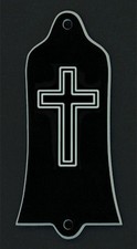 GUITAR TRUSS ROD COVER - Custom Engraved - Fits GIBSON USA - CROSS - BLACK