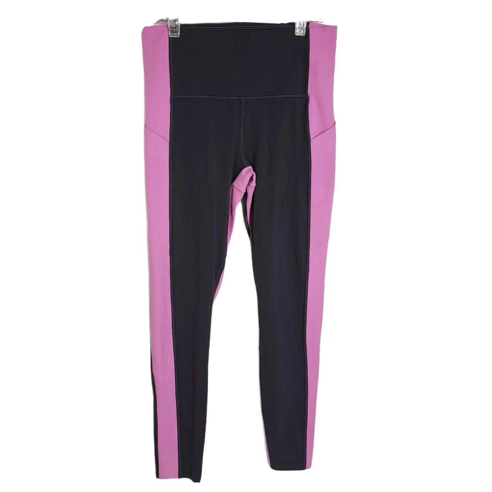 Athleta Womens Leggings Small Yin 7/8 Tight Colorblock Pockets Pink Black Ankle