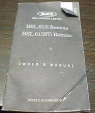 BEL 615 i 615STi-R SUPER WIDEBAND W/ LASER Remote Radar Detector Owner's Manual